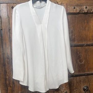 MM.LaFleur White Open Front Blouse Workwear Career Top Size L